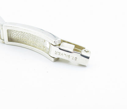 925 Sterling Silver  Cubic Zirconia Square Cutout Bar Chain Bracelet  BT3171