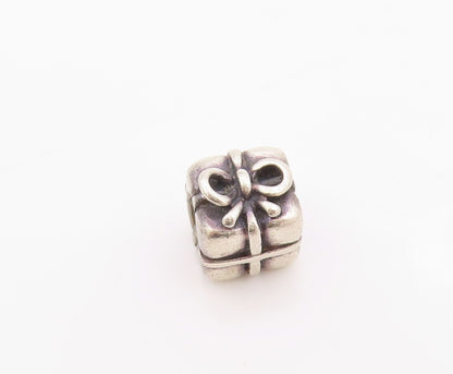 925 Sterling Silver Vintage Pendant PANDORA Antique Gift Box Charm  PT24398