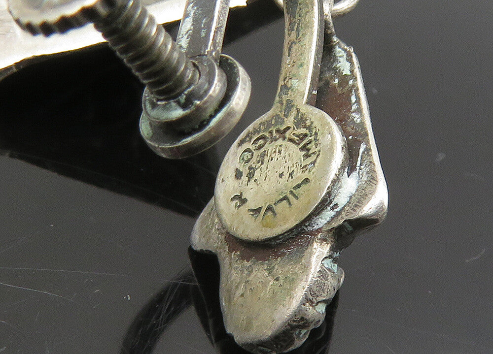 925 Sterling Silver  Vintage Heavy Swirl Non Pierce Dangle Earrings  EG10746