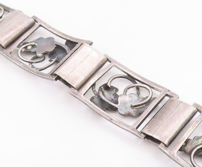 925 Sterling Silver Vintage Bracelet MUNKSGAARD DENMARK Grapes & Leaf  BT12041