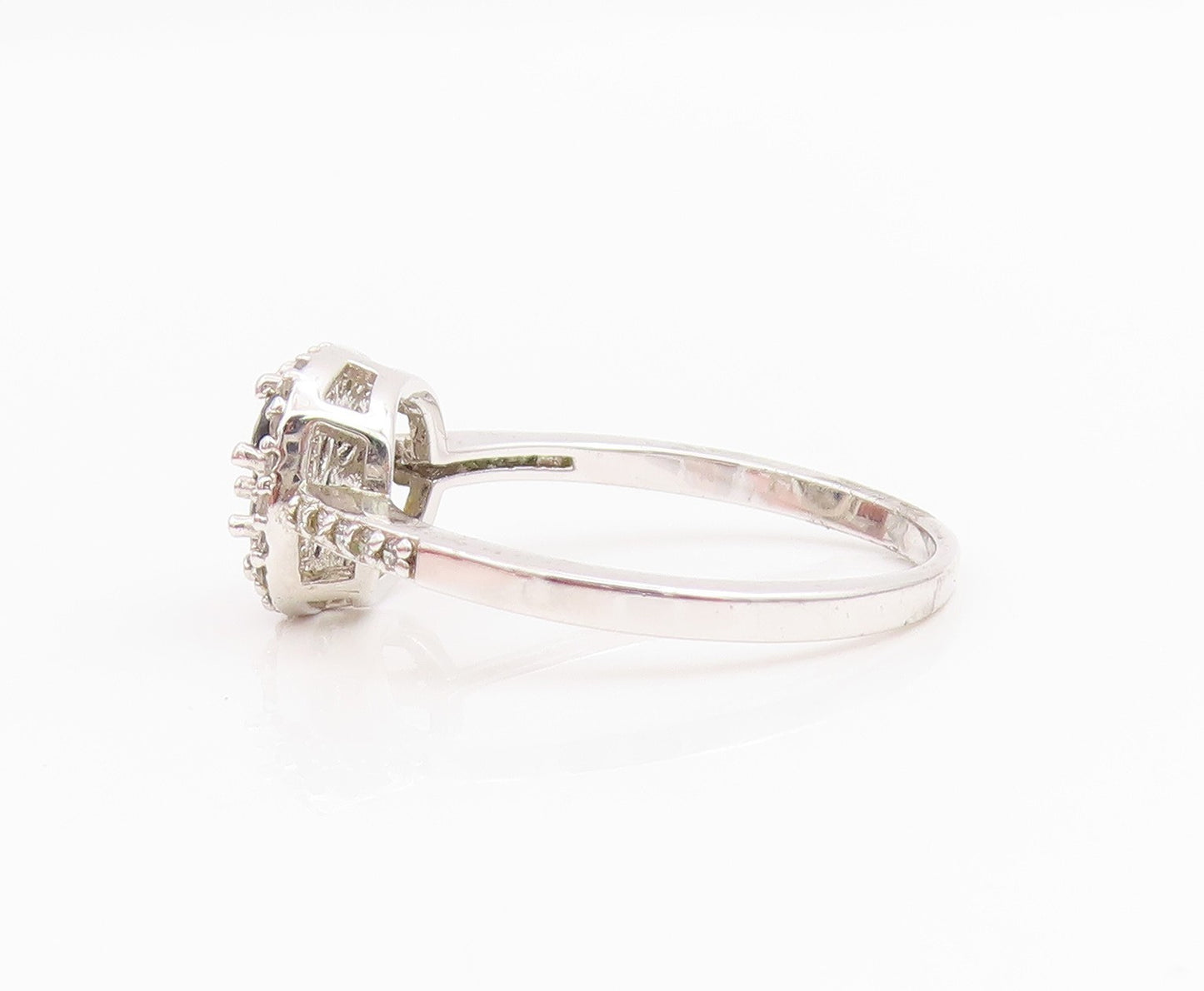 925 Sterling Silver Vintage Ring Sapphire & CZ Cluster Band  Sz 11.5  RG34301