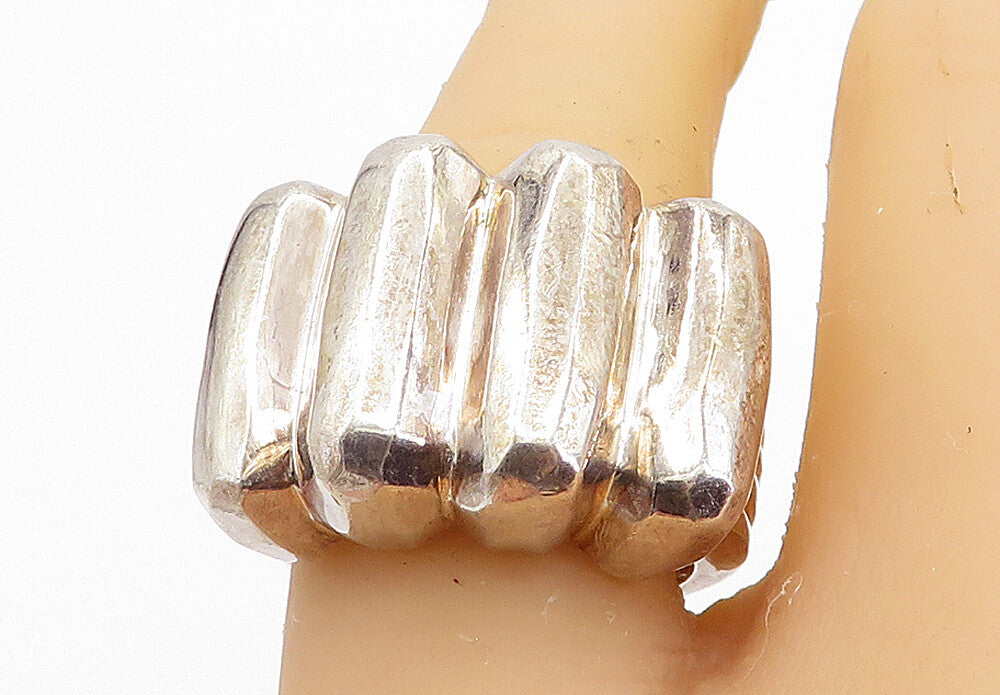 925 Sterling Silver Vintage Shiny Fluted Dome Design Band Ring Sz 9 RG7605