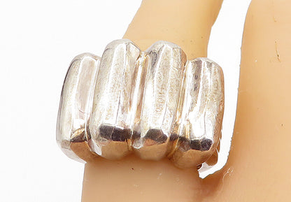 925 Sterling Silver Vintage Shiny Fluted Dome Design Band Ring Sz 9 RG7605