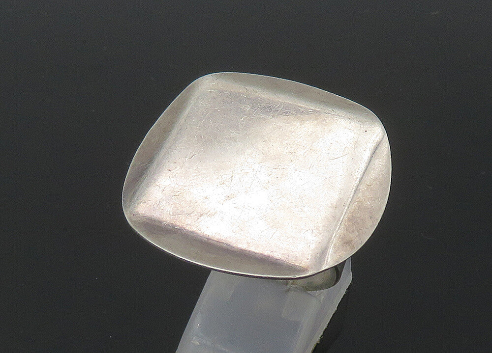 925 Sterling Silver  Vintage Shiny Round Square Statement Ring Sz 8.5  RG22101