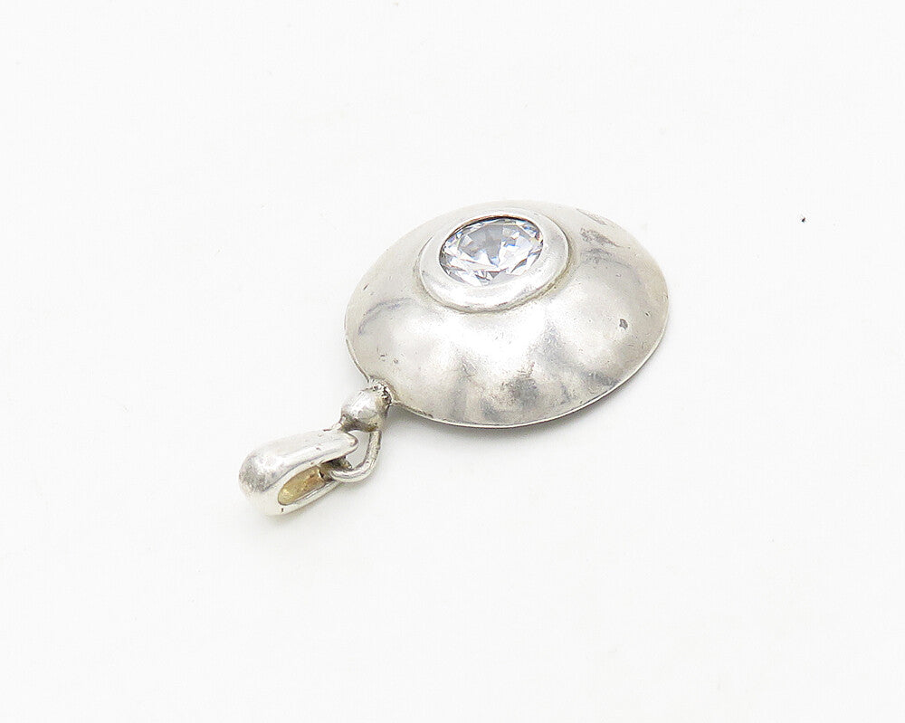 DESIGNER 925 Sterling Silver  Vintage Cubic Zirconia Dome Pendant  PT14910
