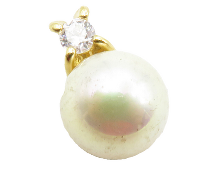 925 Sterling Silver  Pearl & Cubic Zirconia Gold Plated Drop Pendant  PT10013