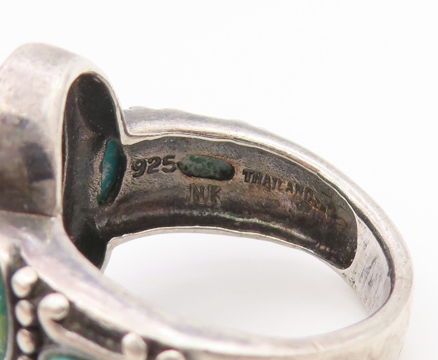 925 Sterling Silver Vintage Ring Classic Cabochon Turquoise Band  Sz 7  RG34522