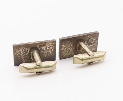 MEXICO 925 Sterling Silver Vintage Spiral Maze Rectangle Cufflinks TR3372