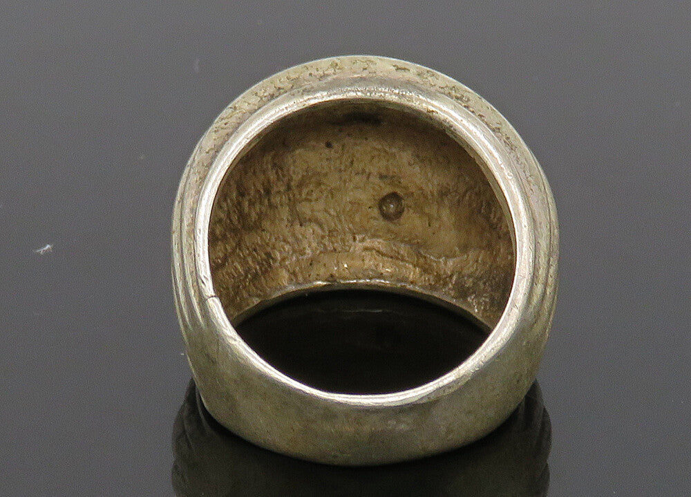 MEXICO 925 Silver  Vintage Dark Tone Fluted Dome Band Ring Sz 7  RG20349