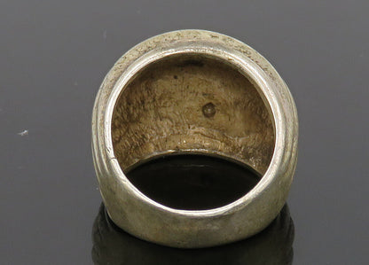 MEXICO 925 Silver  Vintage Dark Tone Fluted Dome Band Ring Sz 7  RG20349