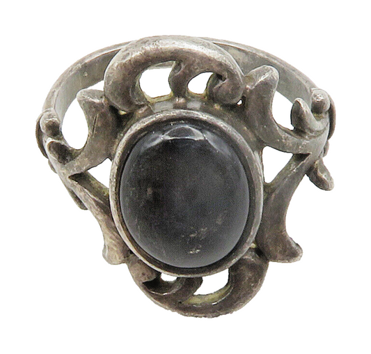 BOMA 925 Sterling Silver Vintage Black Onyx Petite Cocktail Ring Sz 4 RG14930