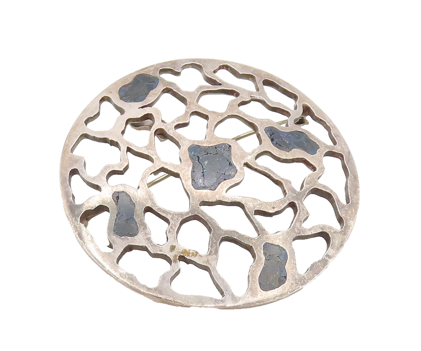 MIGUEL MELENDEZ 925 Silver  Vintage Openwork Sodalite Brooch Pin  BP10126
