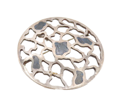 MIGUEL MELENDEZ 925 Silver  Vintage Openwork Sodalite Brooch Pin  BP10126