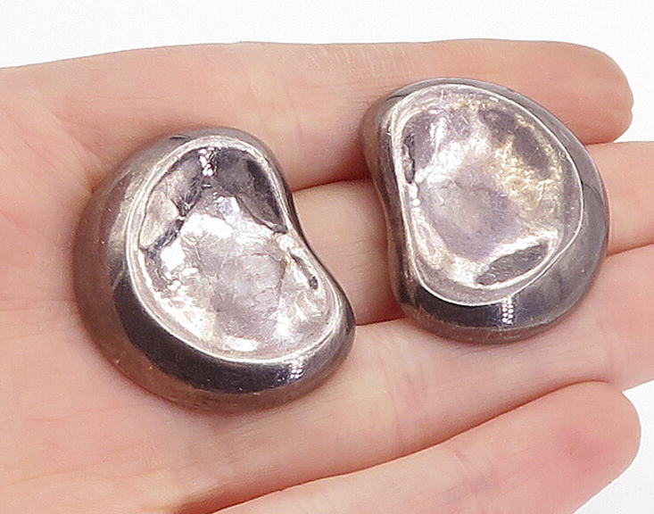 925 Sterling Silver  Vintage Oxidized Hollow Design Drop Earrings  EG2140