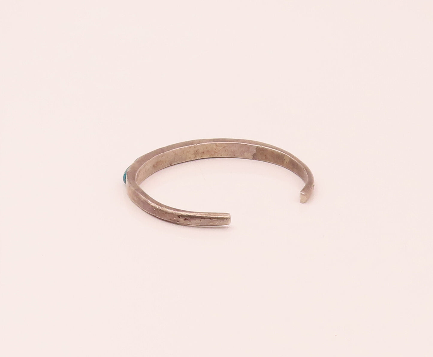 SOUTHWESTERN 925 Sterling Silver Vintage Minimalist Turquoise Bracelet BT9824