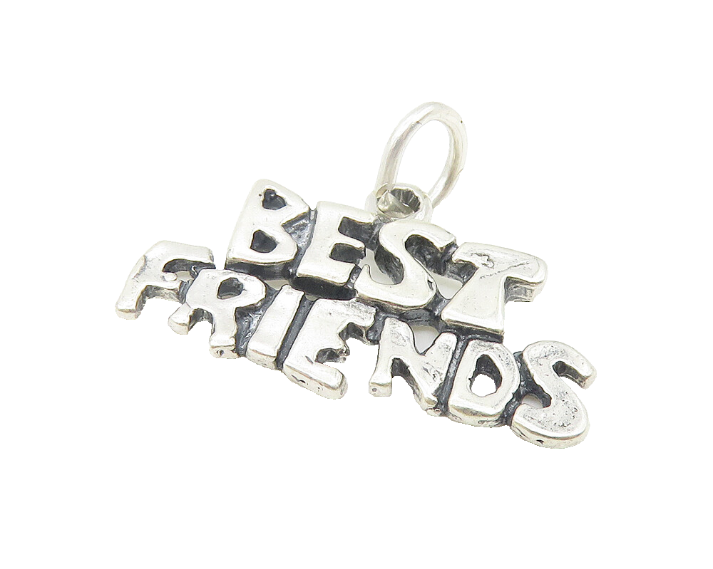 925 Sterling Silver  Vintage Shiny Best Friends Smooth Drop Pendant  PT8743