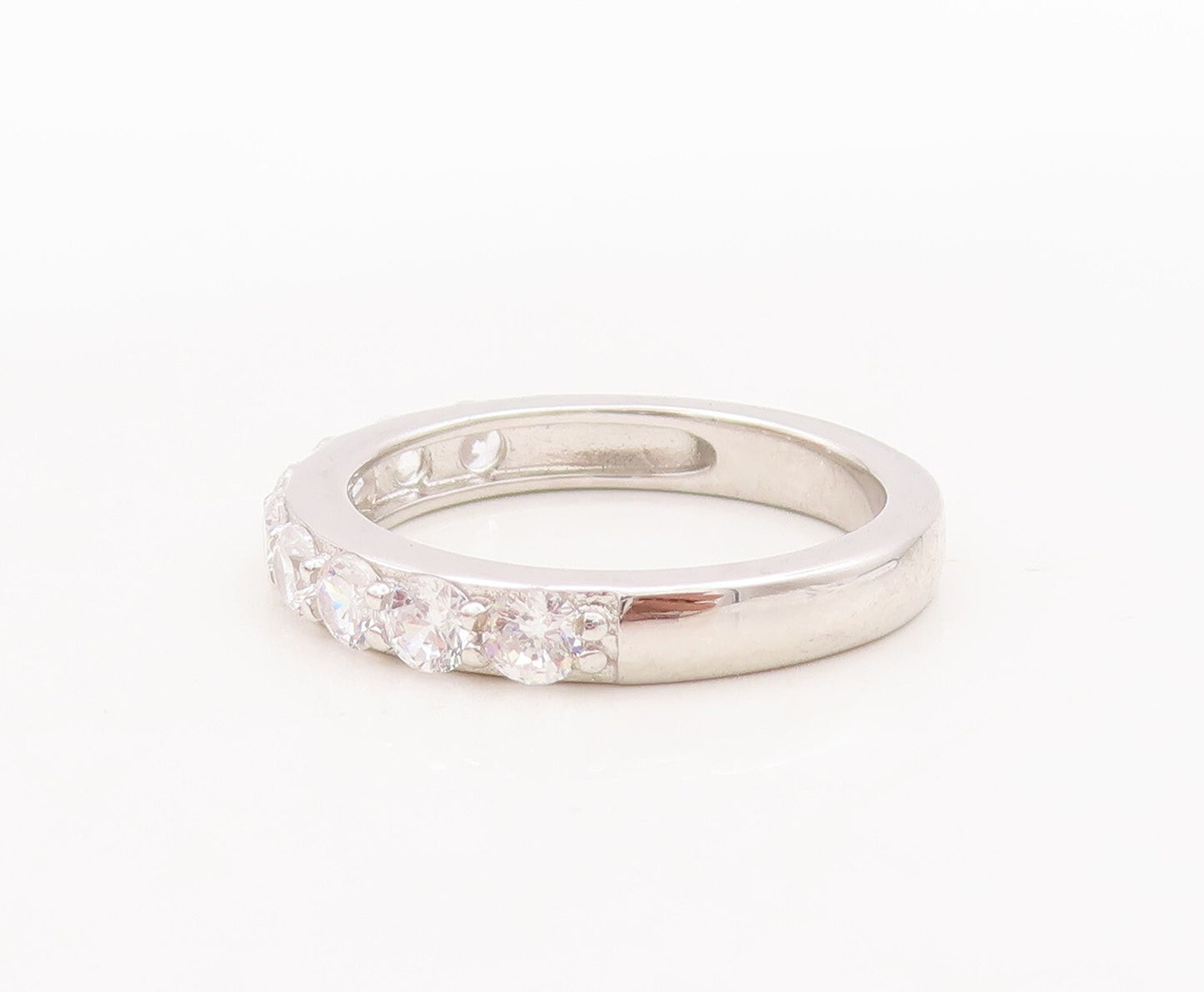 925 Sterling Silver Vintage Ring Minimalist Two Tone CZ Stackable  Sz 7  RG29470