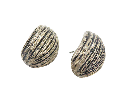925 Sterling Silver  Vintage Diamond Cut Dark Tone Curve Drop Earrings  EG4269