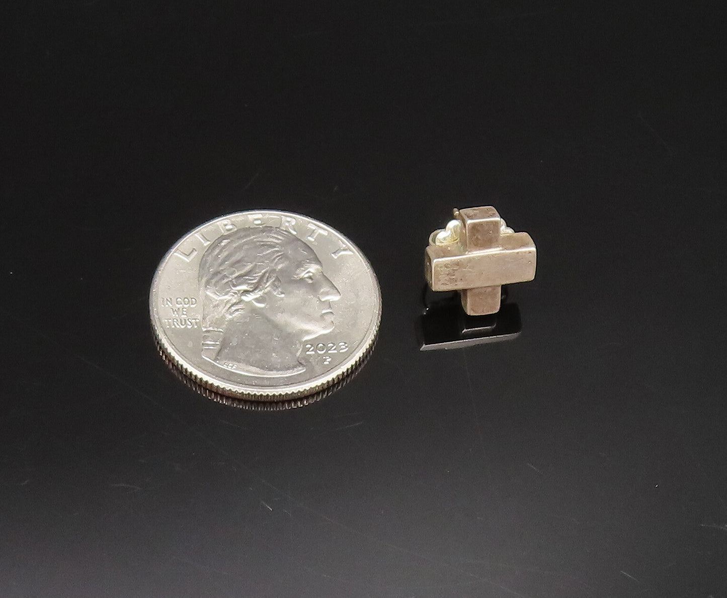 14K GOLD & 925 Silver  Vintage Fashion Minimalist X Stud Earrings  EG11968