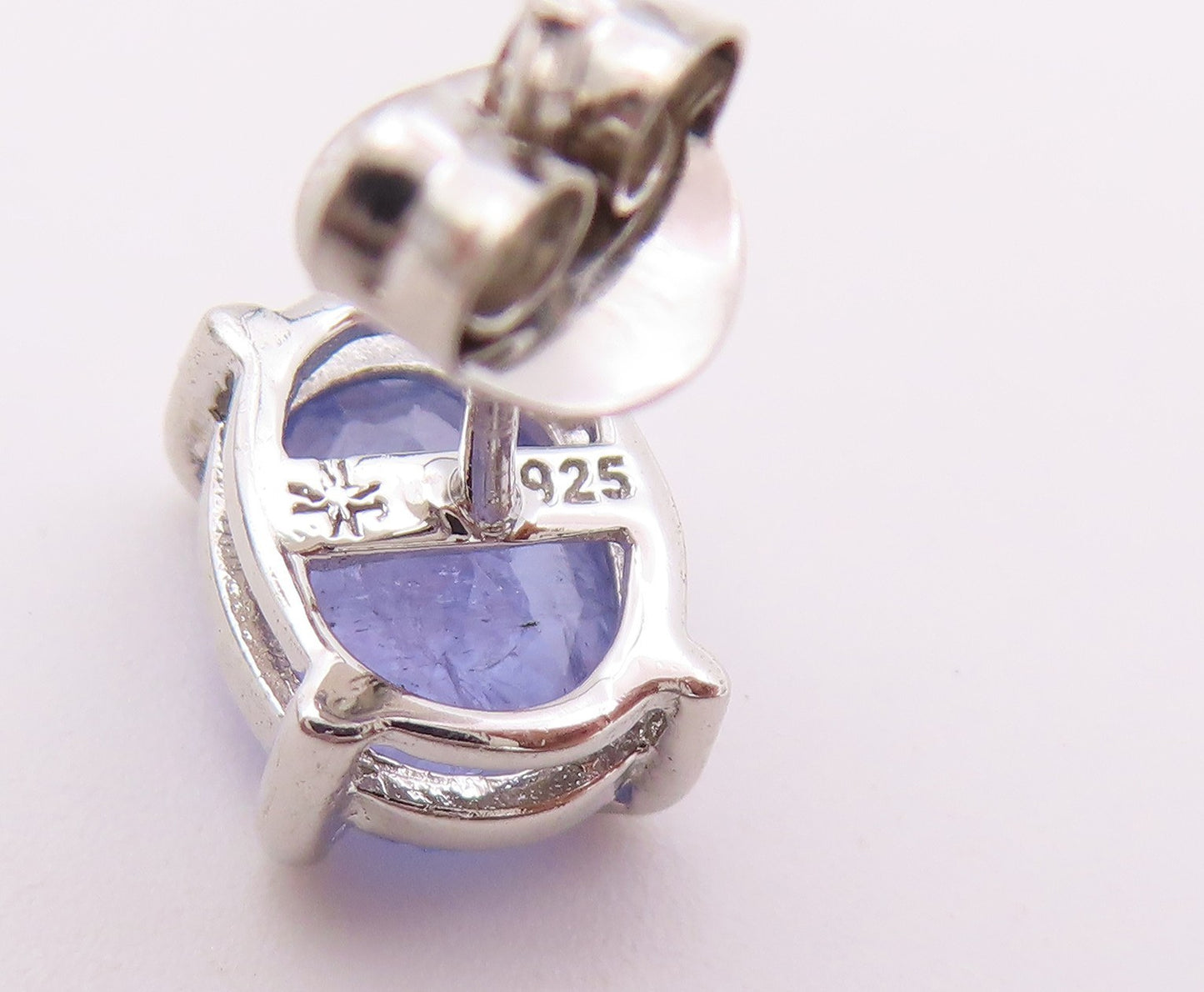 925 Sterling Silver Vintage Earrings Classic Oval Cut Tanzanite Studs  EG14442