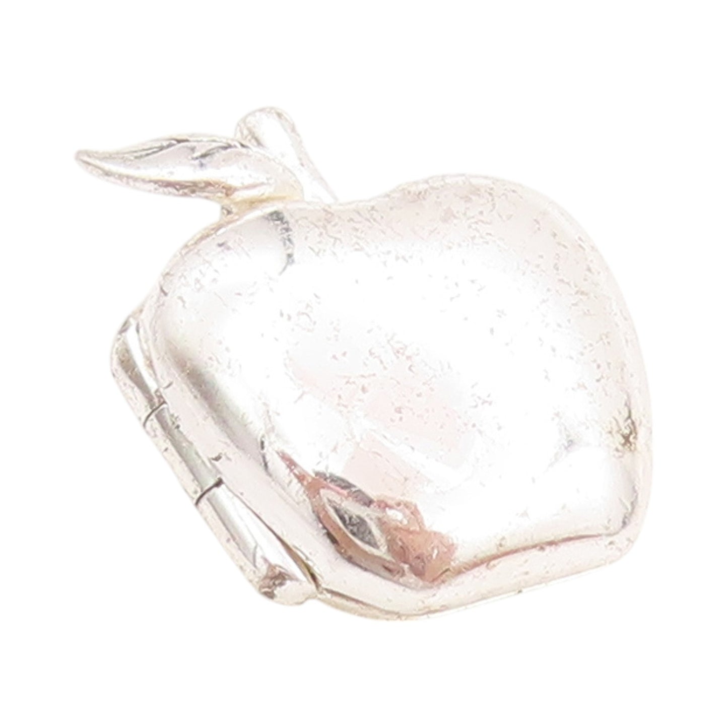 925 Sterling Silver Vintage Pendant Solid Message Etched Apple OPENS  PT24617