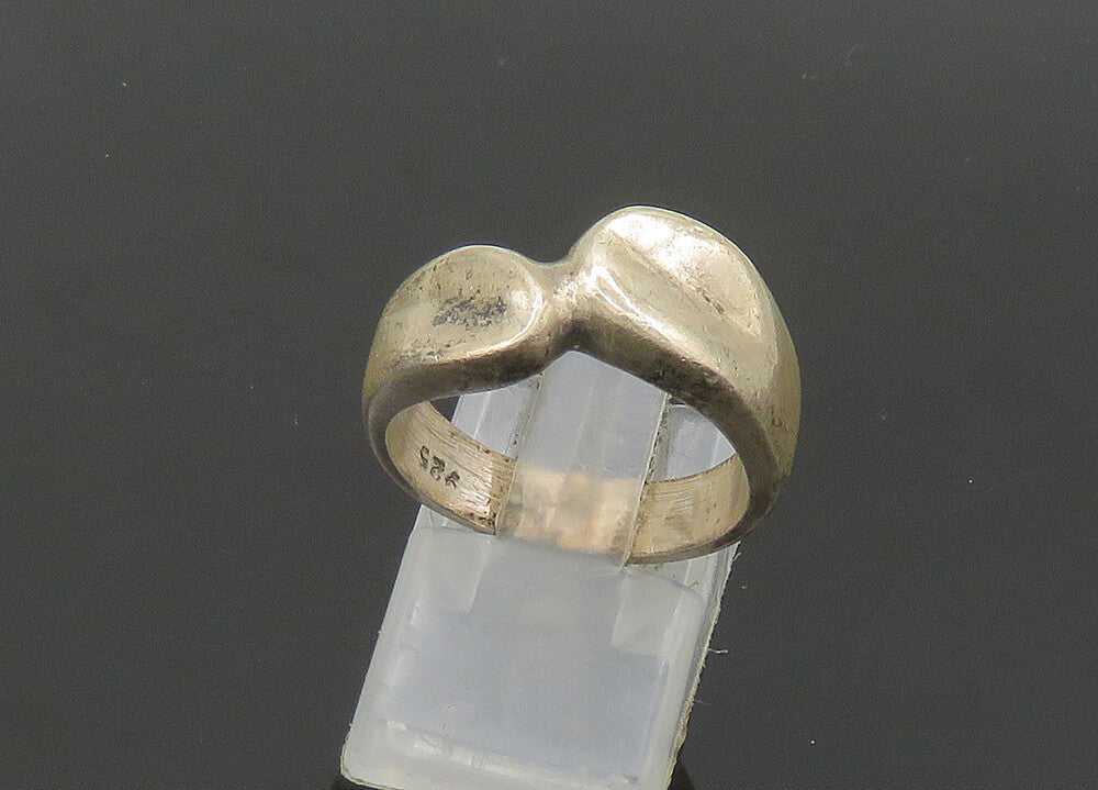 925 Sterling Silver  Vintage Shiny Smooth Bypass Band Ring Sz 8  RG21351