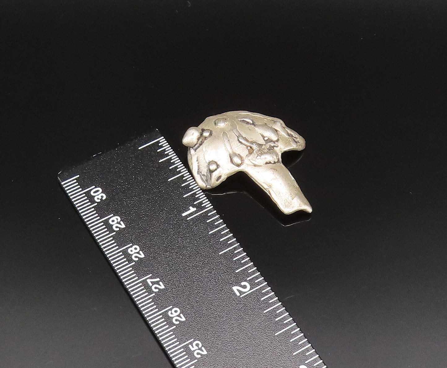 J. COOPER 925 Silver  Vintage Carved Modernist Rare Mushroom Pendant  PT21184