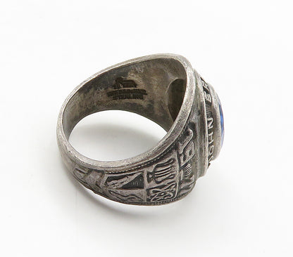 925 Silver  Vintage Blue Topaz John Ericsson JHS 1977 Class Ring Sz 9  RG15969