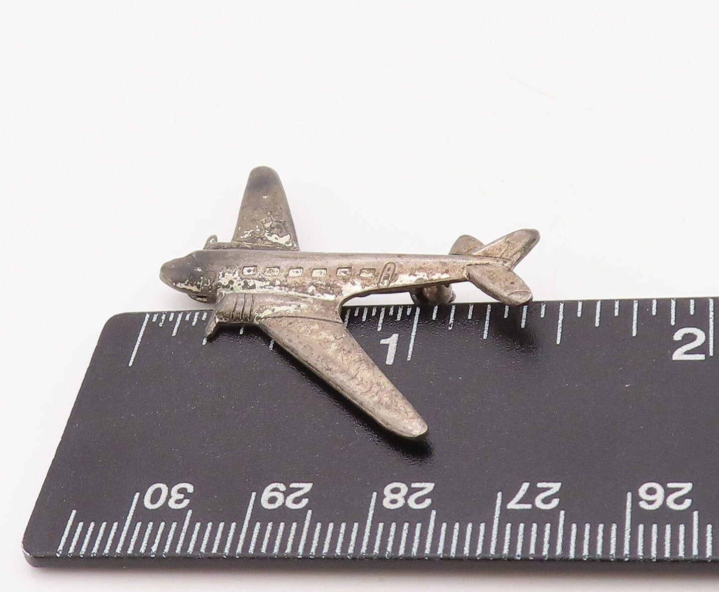 925 Sterling Silver Vintage Brooch Pin Solid Cutout Mini Aeroplan  BP11243