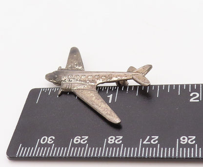 925 Sterling Silver Vintage Brooch Pin Solid Cutout Mini Aeroplan  BP11243