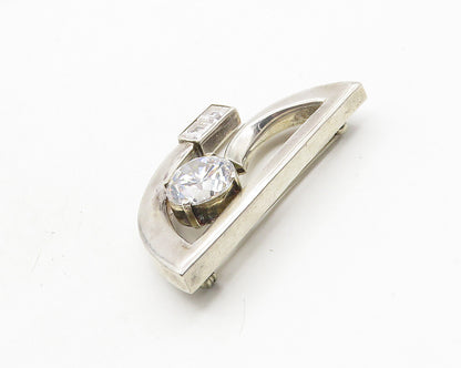 LES BERNARD MEXICO 925 Sterling Silver Vintage Cubic Zirconia Brooch Pin  BP4017