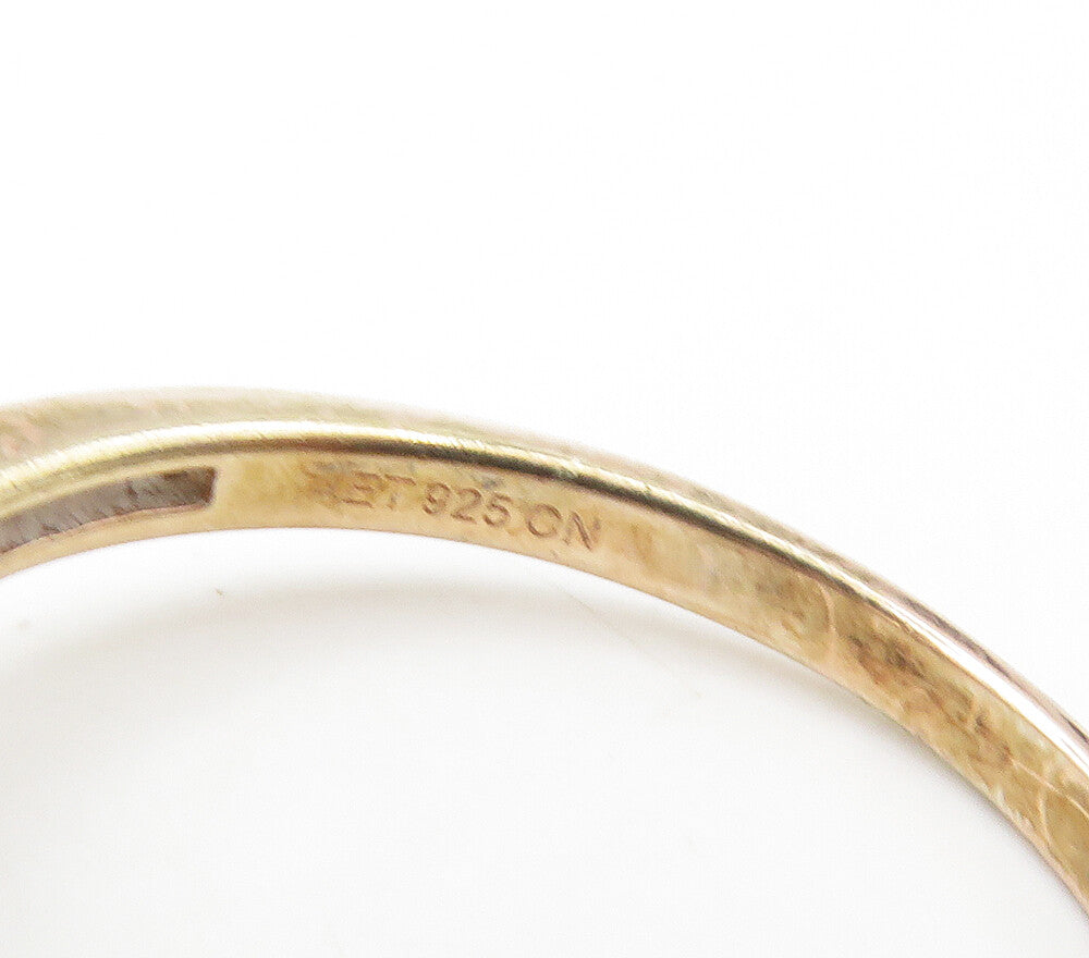 925 Sterling Silver  Cubic Zirconia Rose Gold Plated Band Ring Sz 10  RG16771