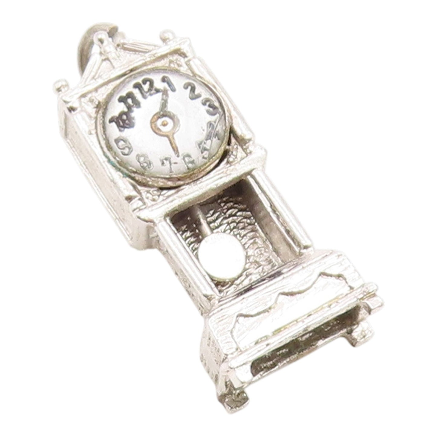 925 Sterling Silver Vintage Pendant BEAU Classic Grandfather Clock Charm PT26277