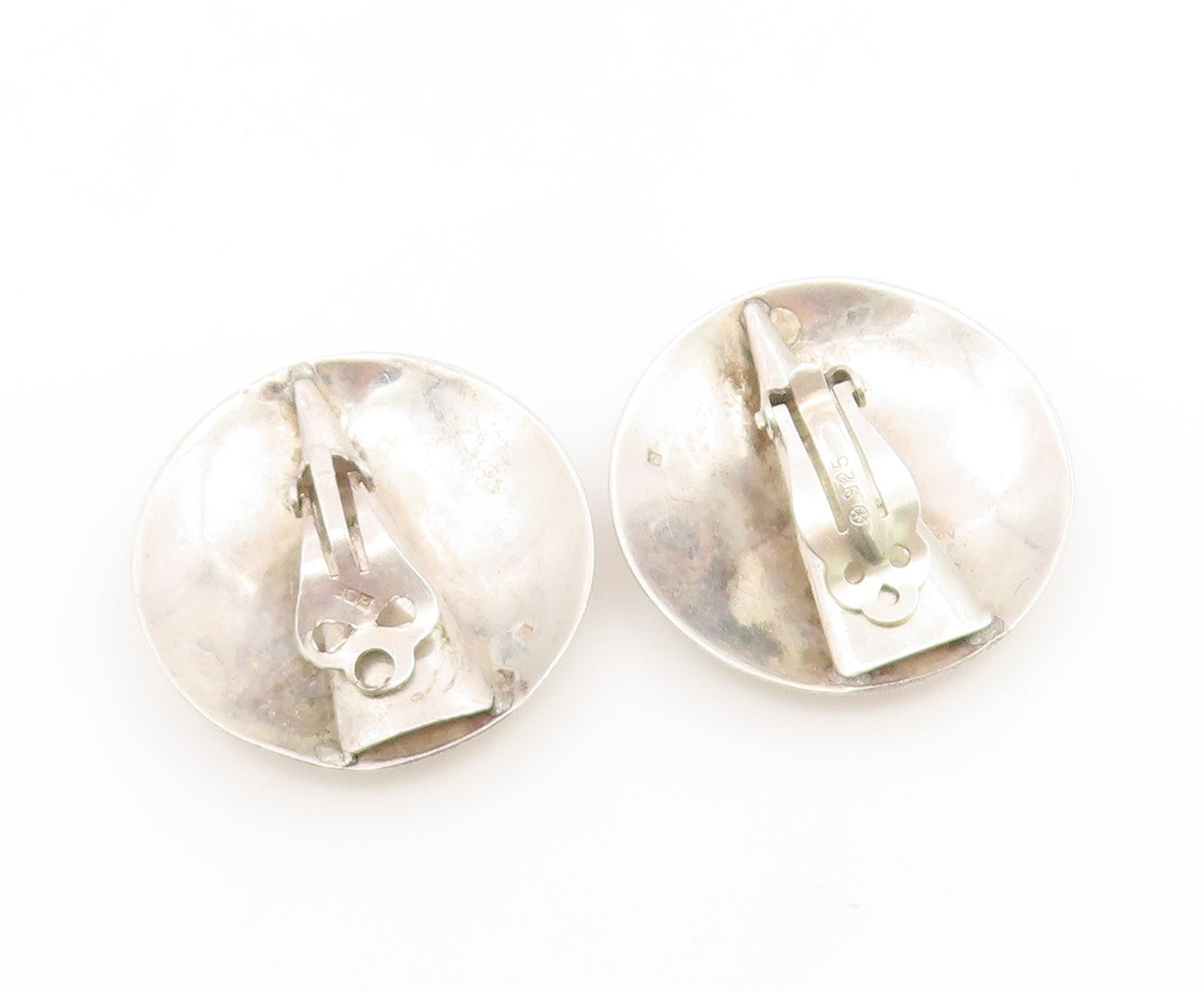 925 Sterling Silver Vintage Earrings MIDDLE EAST Floral Motif Concho  EG14178