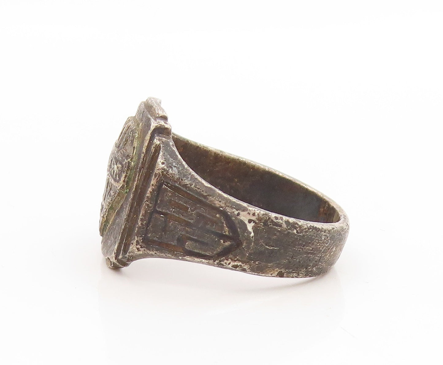 925 Sterling Silver Vintage Ring Antique Summer Shield Band  Sz 11  RG34707