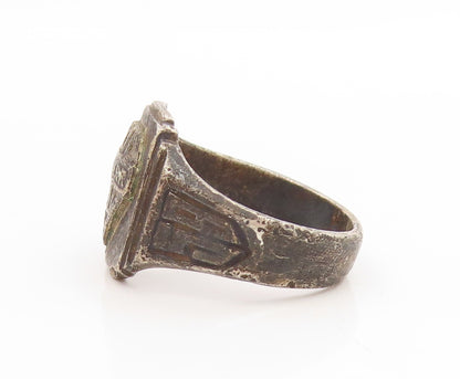 925 Sterling Silver Vintage Ring Antique Summer Shield Band  Sz 11  RG34707