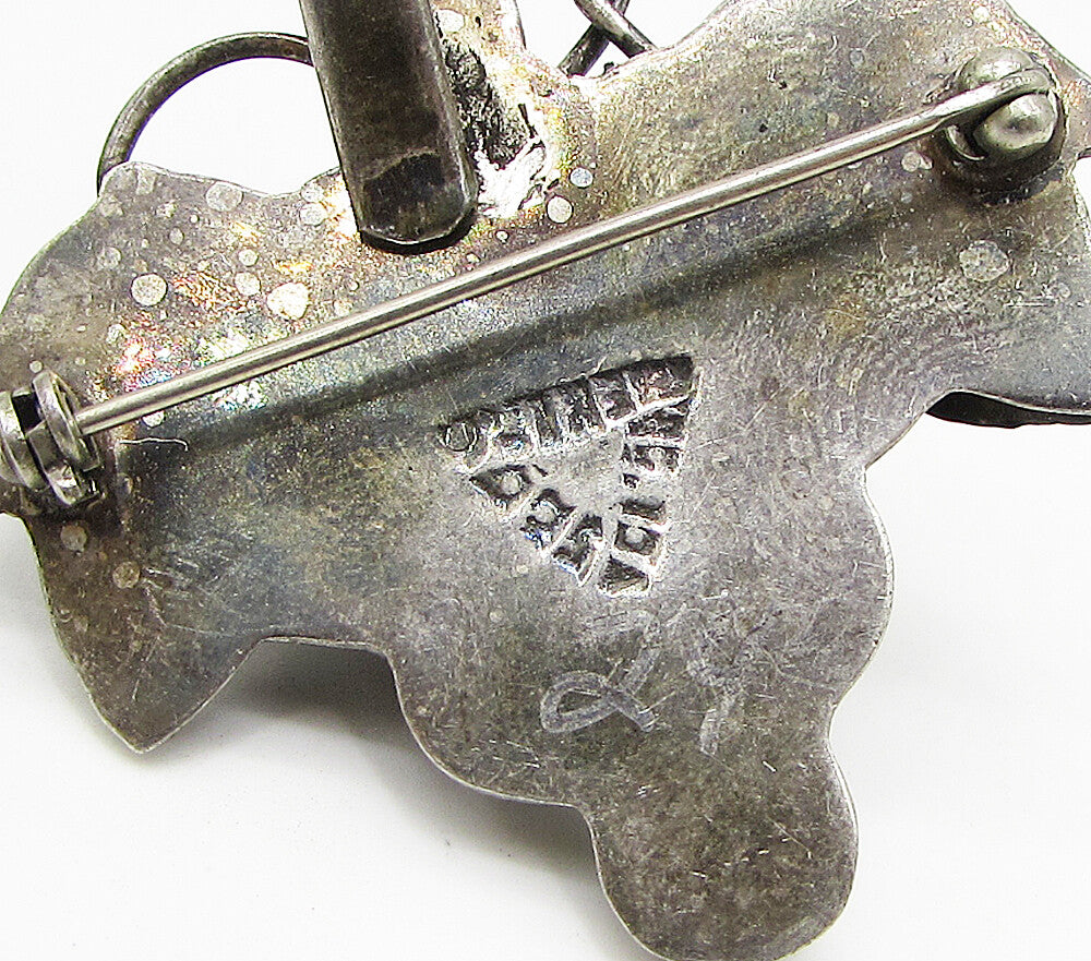 MEXICO 925 Sterling Silver Vintage Grape Vine Pendant Brooch Pin BP1009
