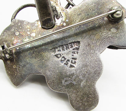 MEXICO 925 Sterling Silver Vintage Grape Vine Pendant Brooch Pin BP1009