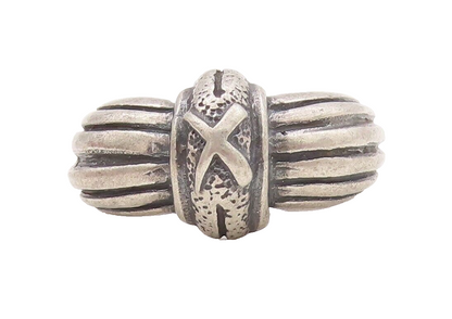 925 Sterling Silver Vintage Ring Solid Grooved Lines & 'X'  Sz 5.5  RG29149