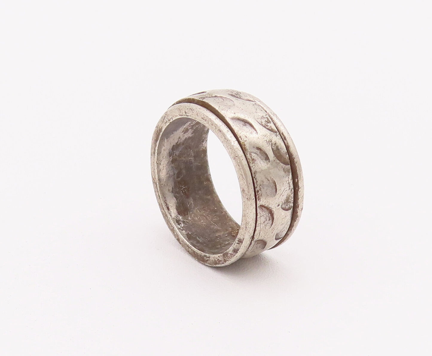 925 Sterling Silver Vintage Ring Minimalist Etched Semi Circle Sz 7 RG27962