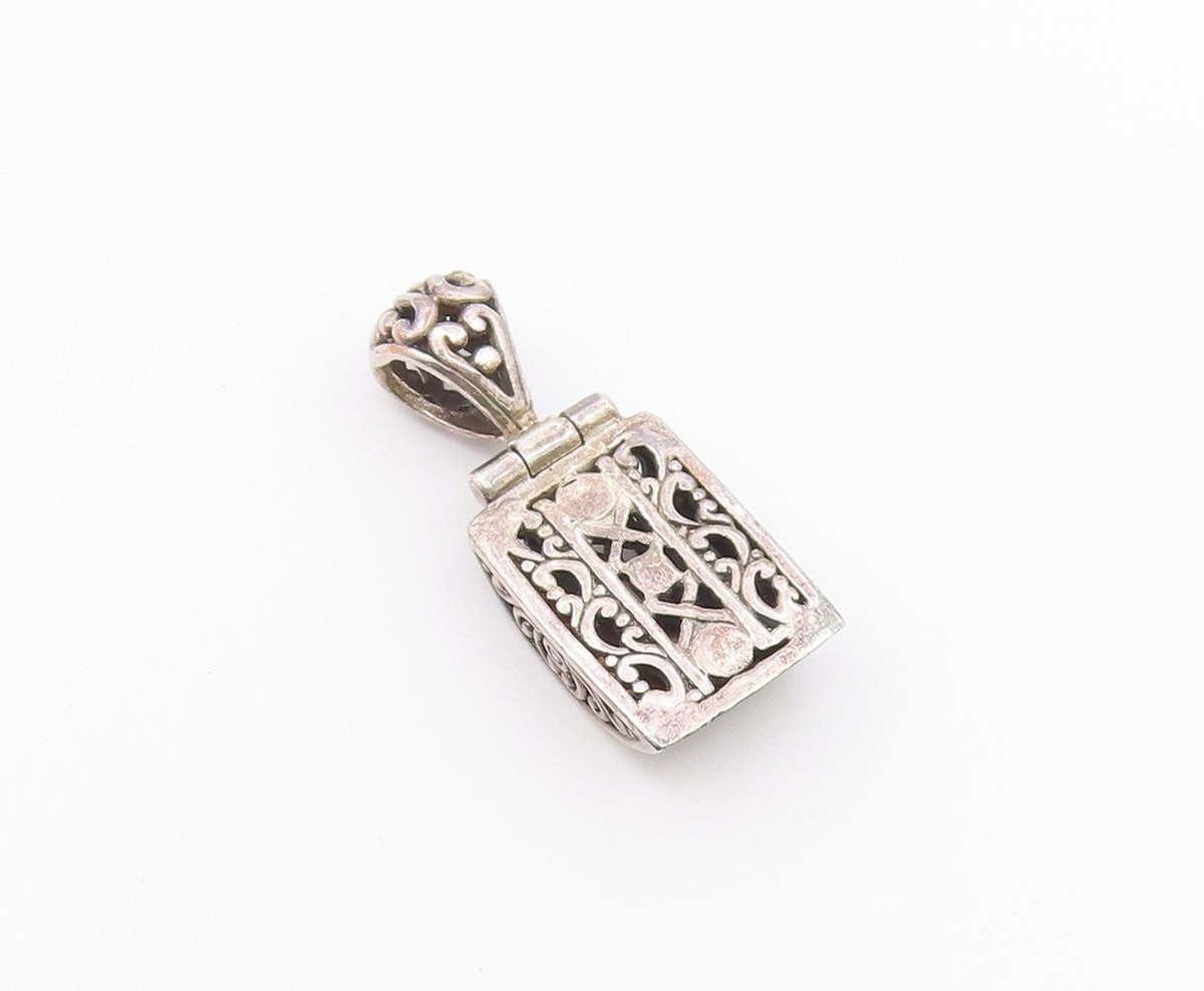 925 Sterling Silver  Vintage Shiny Patterned Dome Drop Pendant  PT18873