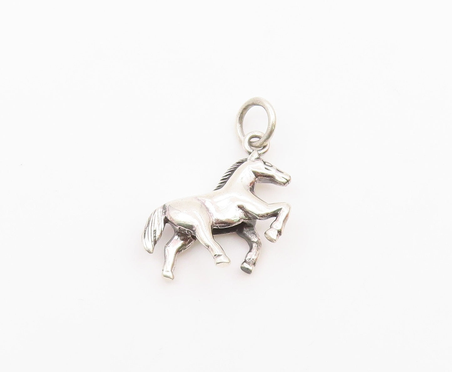 925 Sterling Silver  Vintage Shiny Petite Galloping Horse Pendant  PT18368