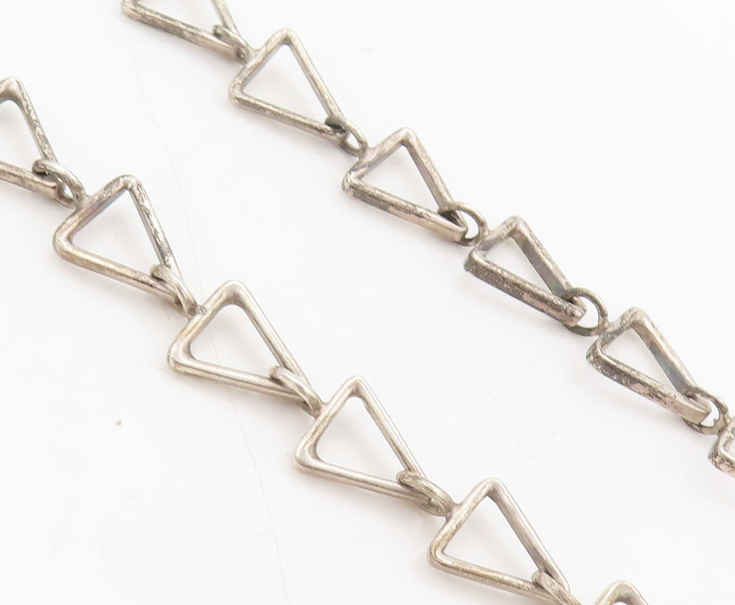 MEXICO 925 Sterling Silver  Vintage Brutalist Triangular Onyx Necklace  NE4196