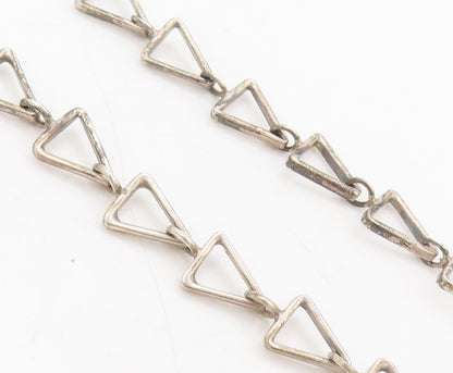 MEXICO 925 Sterling Silver  Vintage Brutalist Triangular Onyx Necklace  NE4196