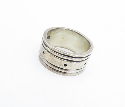 MEXICO 925 Sterling Silver  Vintage Dark Tone Dotted Band Ring Sz 7  RG5302