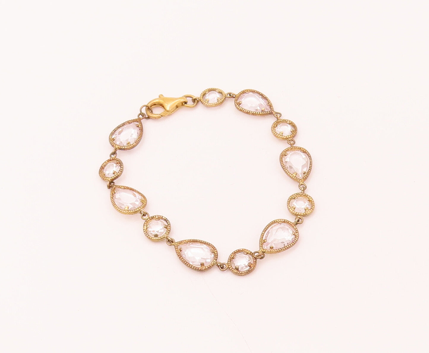 925 Silver  Vintage Round & Waterdrop Halo Twisted Rope CZ Bracelet  BT9934