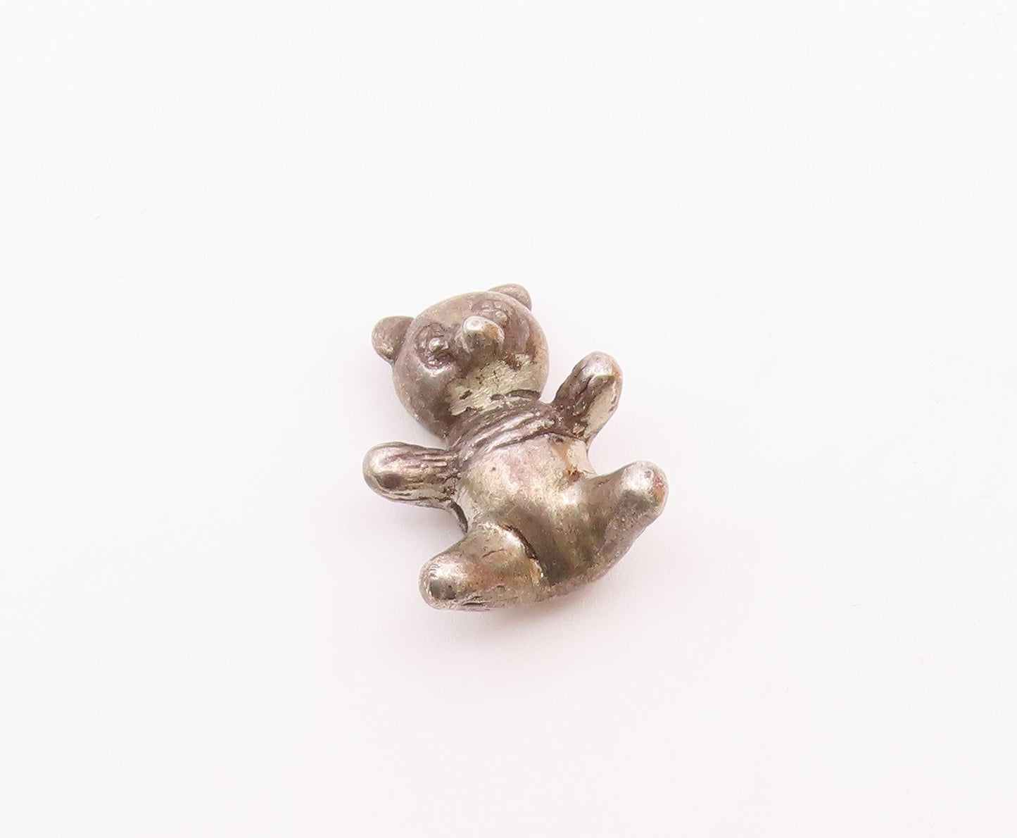 925 Sterling Silver  Vintage Petite Teddy Bear Dark Tone Pendant  PT17501