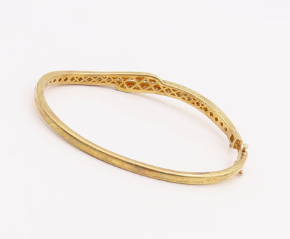 925 Sterling Silver Vintage Bracelet Gold Plated Real Diamonds Inlay  BT10606