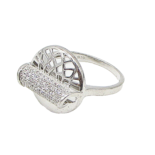 925 Silver  White Cubic Zirconia Scroll Design Cluster Ring Sz 7  RG3251
