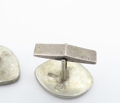 925 Sterling Silver  Vintage Shiny Stamped Design Whale Back Cuff Links TR1275